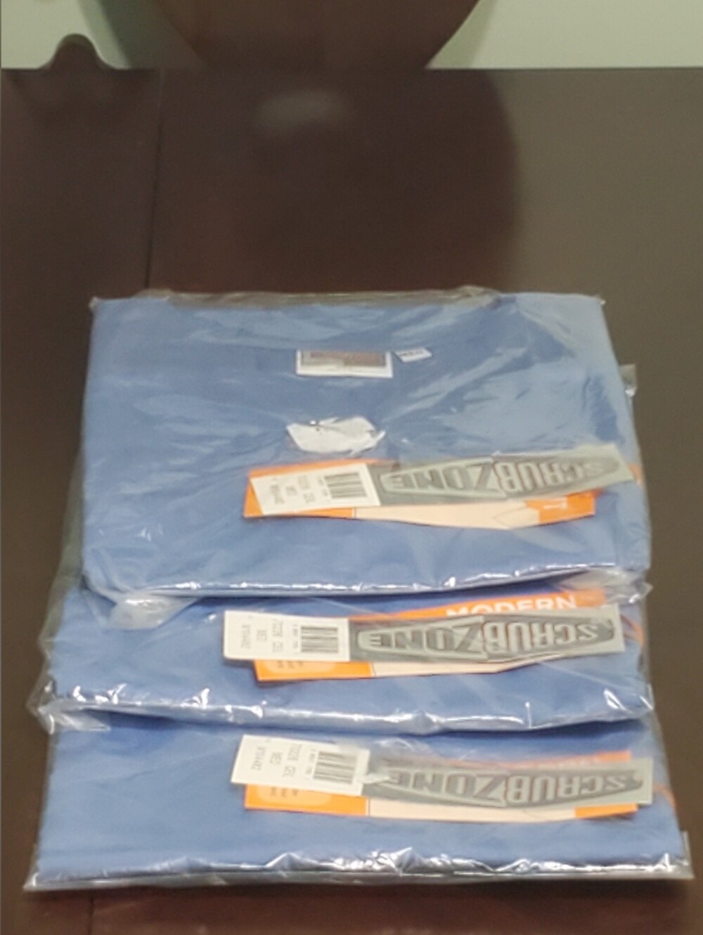 Landau ScrubZone 70228 Women's Scrub Tops 3-Pack Medium Ceil Blue NWT